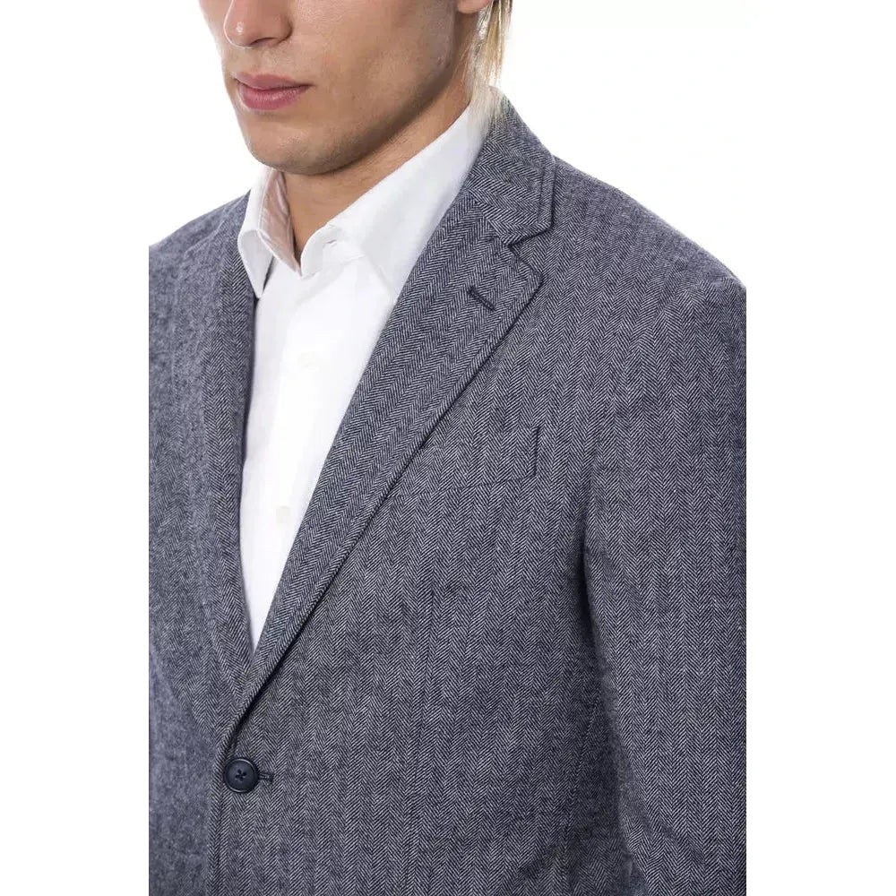 Verri Blue Polyester Men Blazer Verri