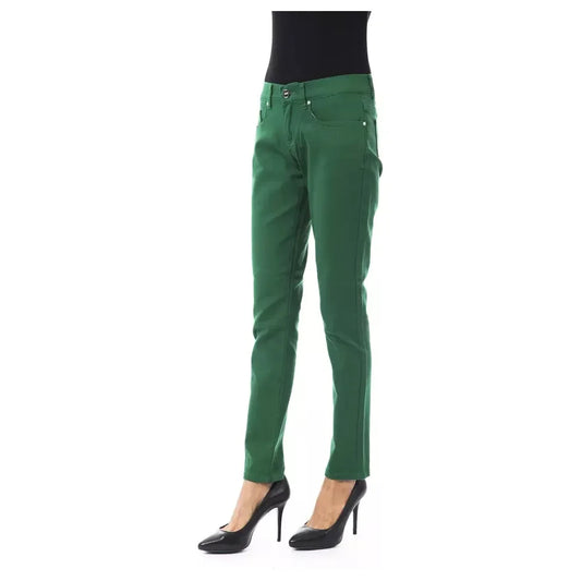 Chic Green Slim Fit Cotton Pants