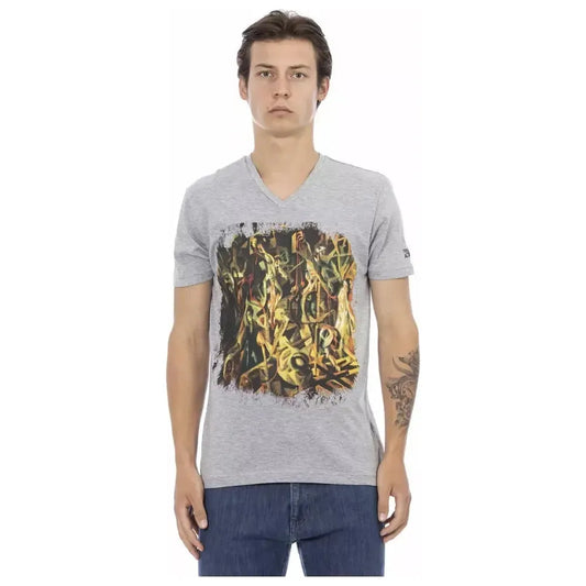 Trussardi Action Gray Cotton Mens TShirt Trussardi Action