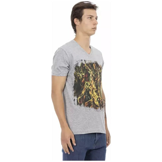 Trussardi Action Gray Cotton Mens TShirt Trussardi Action