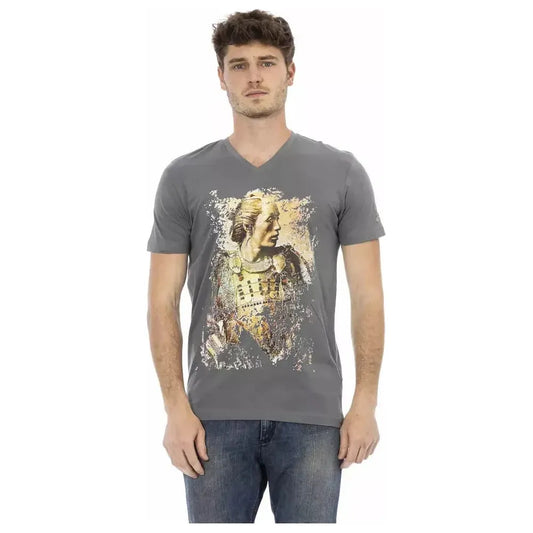 Trussardi Action Gray Cotton Men T-Shirt Trussardi Action