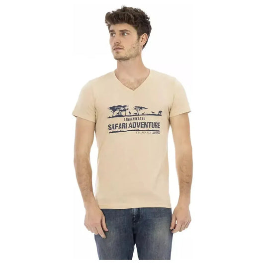 Trussardi Action Beige Cotton Men T-Shirt Trussardi Action