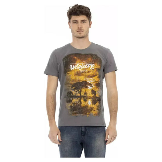 Trussardi Action Gray Cotton Men T-Shirt Trussardi Action