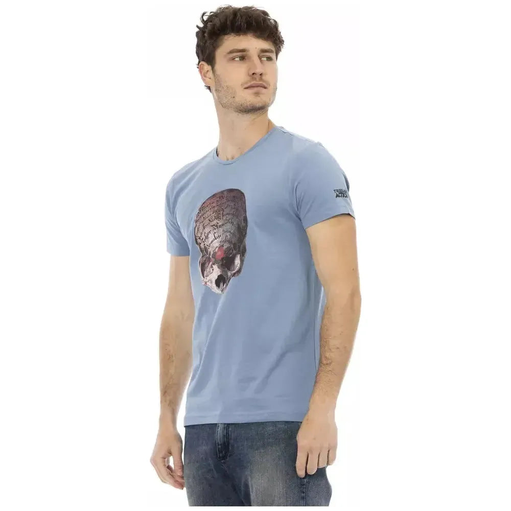 Trussardi Action Light Blue Cotton Men T-Shirt Trussardi Action