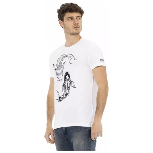 Trussardi Action Chic White Round Neck Cotton Tee Trussardi Action