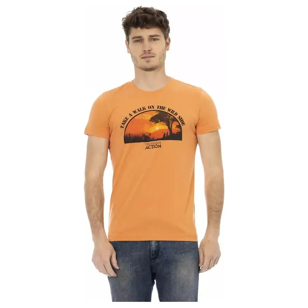 Trussardi Action Orange Cotton Men T-Shirt Trussardi Action