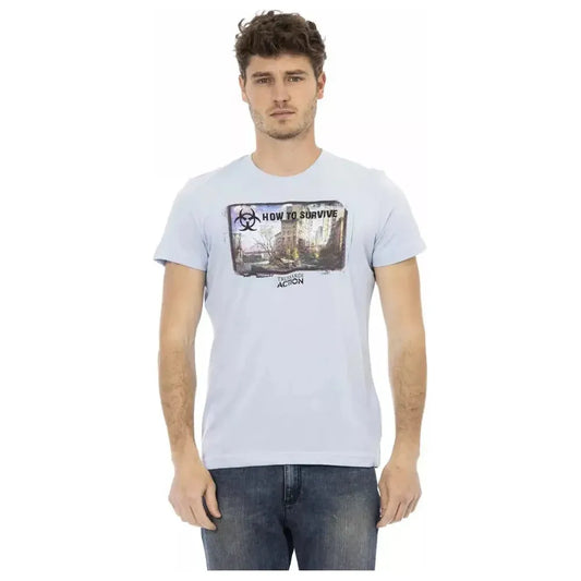 Trussardi Action Light Blue Cotton Men T-Shirt Trussardi Action