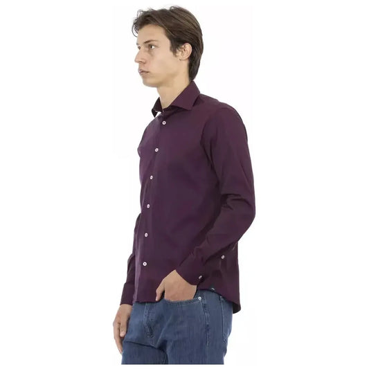 Baldinini Trend Bordeaux Cotton Men Shirt Baldinini Trend