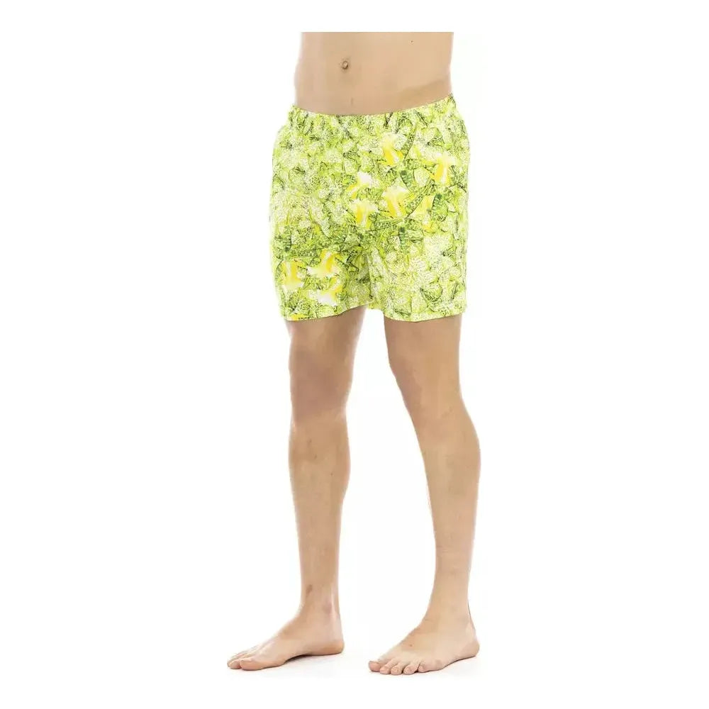 Just Cavalli Green Polyester Men Swim Short Just Cavalli