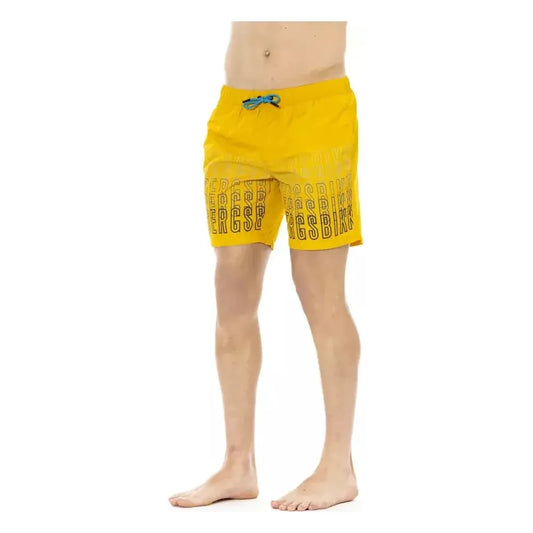 Bikkembergs Yellow Polyester Men Swim Shorts Bikkembergs