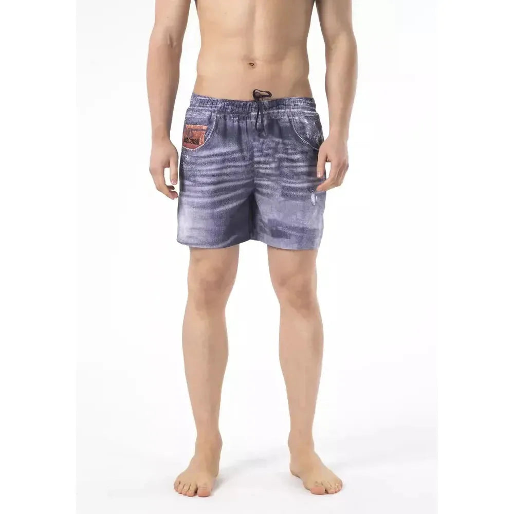Just Cavalli Blue Polyester Men Swimwear Short