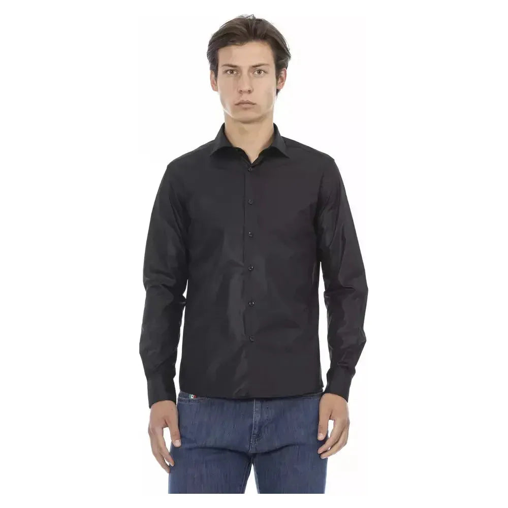 Baldinini Trend Black Polyester Men's Shirt Baldinini Trend