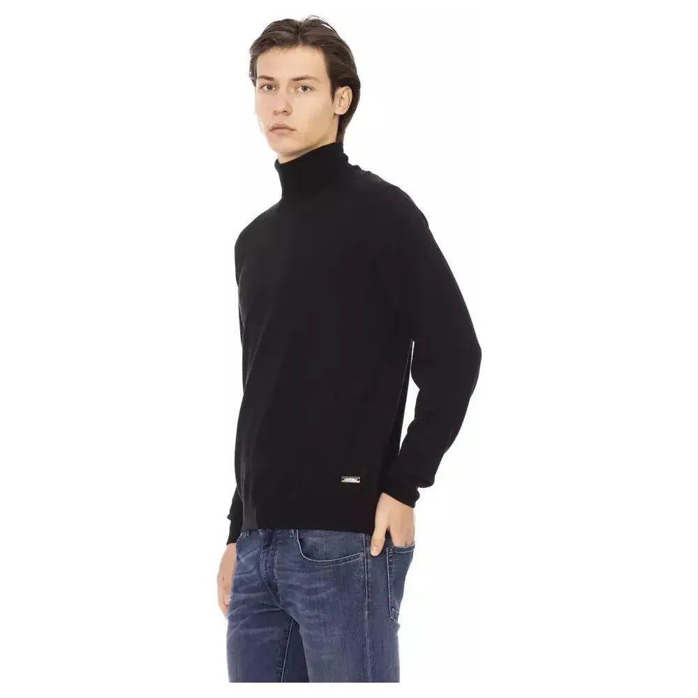 Baldinini Trend Black Fabric Men Sweater Turtleneck