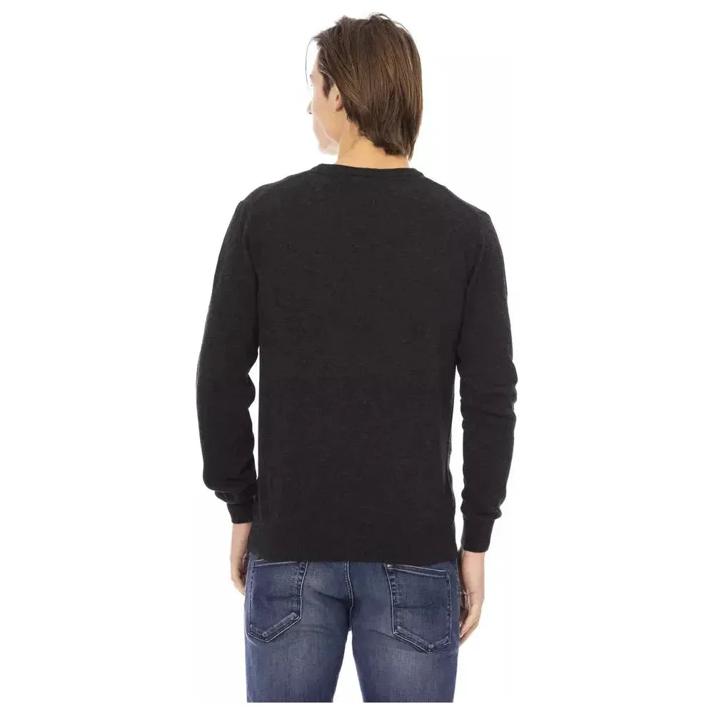 Baldinini Trend Black Wool Men Sweater Baldinini Trend