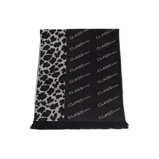 Cavalli Class Black Wool Men Scarf Scarves Cavalli Class