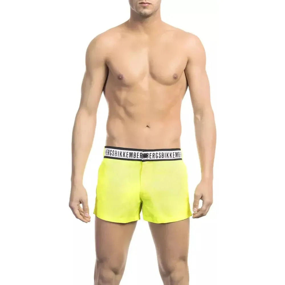 Bikkembergs Yellow Polyamide Men Swim Shorts Bikkembergs