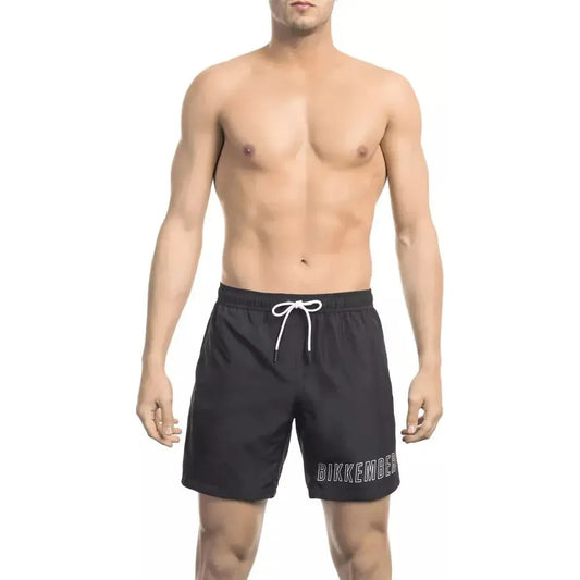 Bikkembergs Black Polyester Men Swim Shorts Bikkembergs