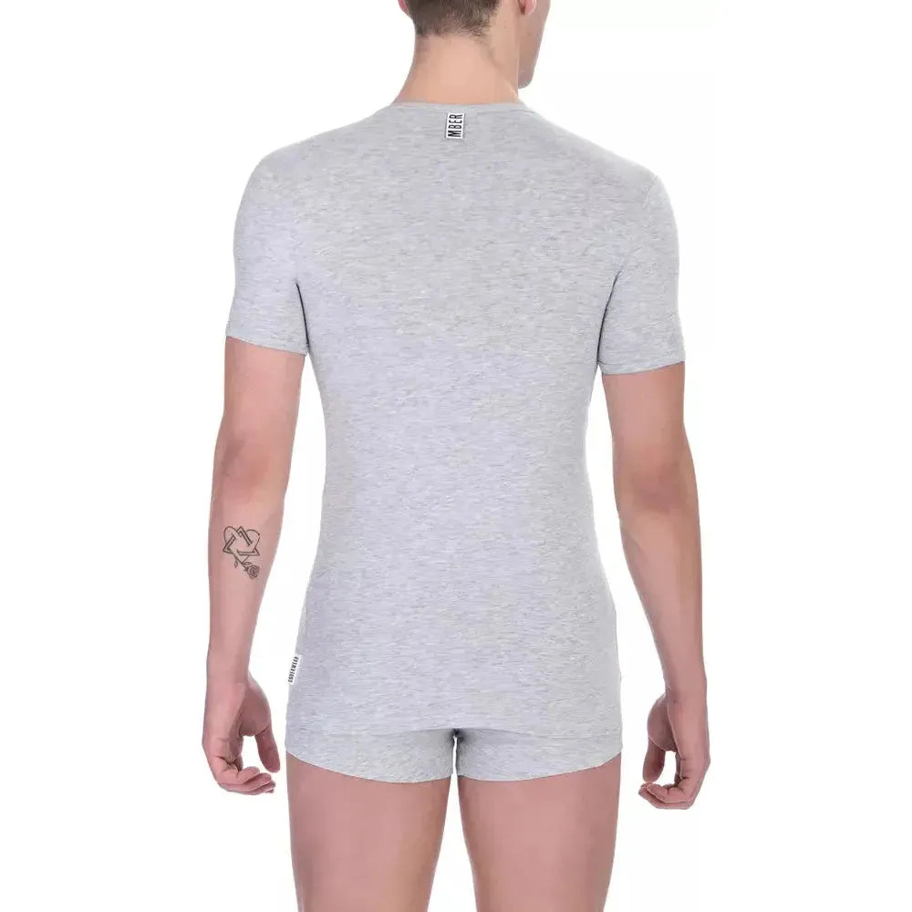 Bikkembergs Gray Cotton Men T-Shirt Bikkembergs