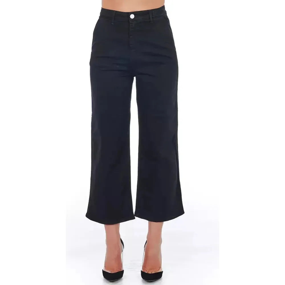 Frankie Morello Black Cotton Women Cropped Trouser Frankie Morello