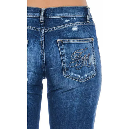 Frankie Morello Blue Cotton Women Jeans