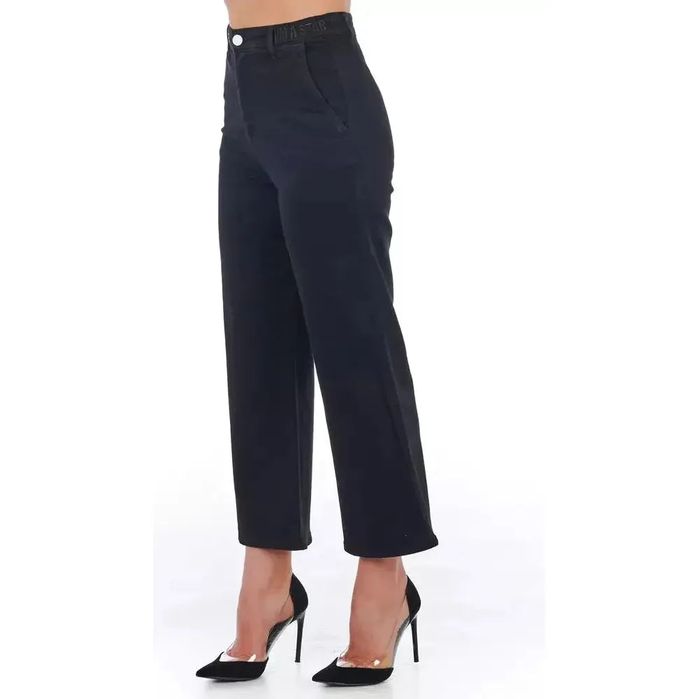 Frankie Morello Black Cotton Women Cropped Trouser Frankie Morello