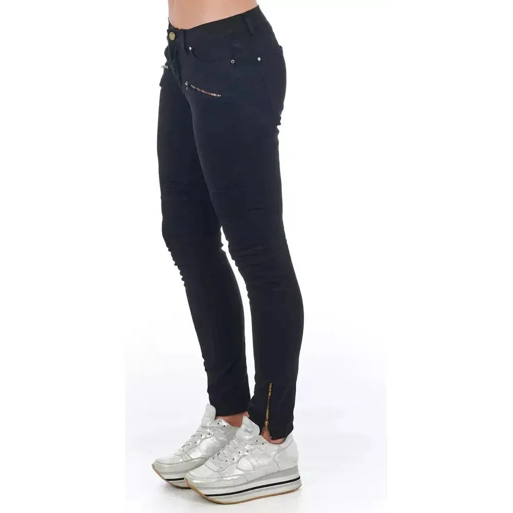 Frankie Morello Black Cotton Women's Jeans Jeans & Pants Frankie Morello