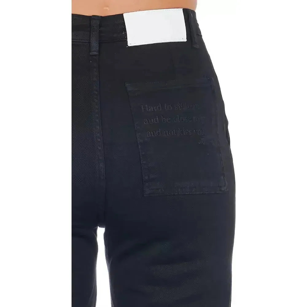 Frankie Morello Black Cotton Women Cropped Trouser Frankie Morello