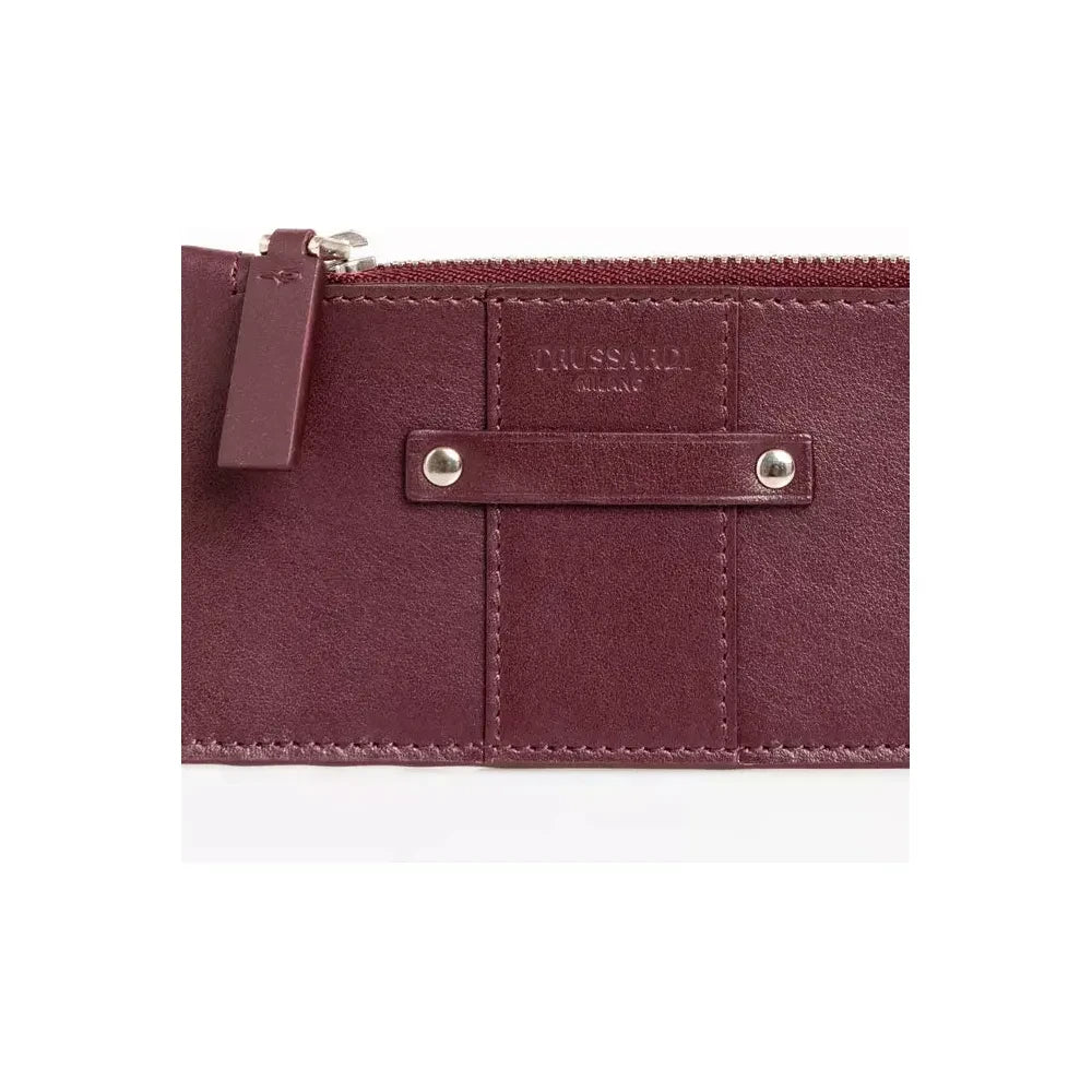 Trussardi Elegant Soft Leather Card Holder in Rich Brown Wallet Trussardi