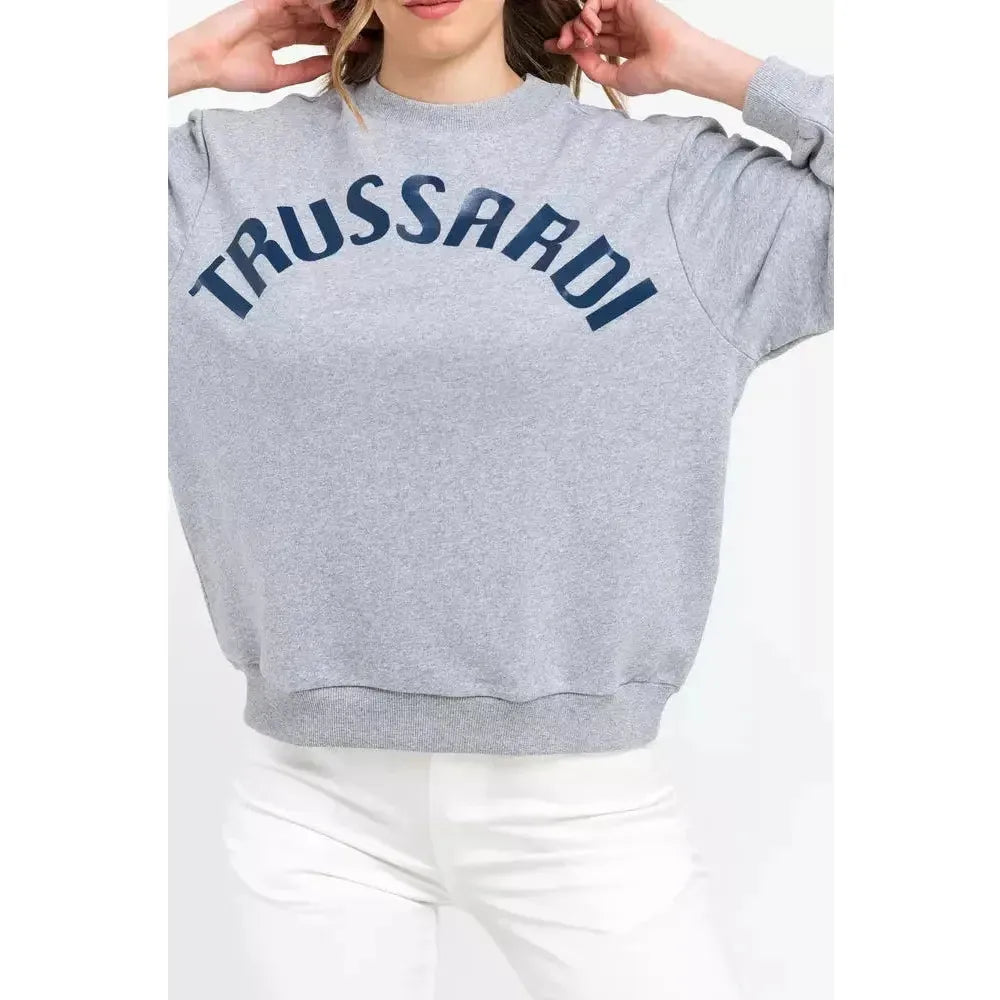 Trussardi Gray Cotton Women Sweater Trussardi Light Gray