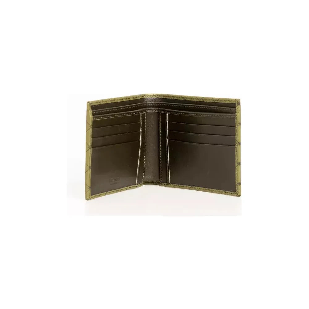 Trussardi Elegant Green Crespo Leather Monogram Wallet Wallet Trussardi