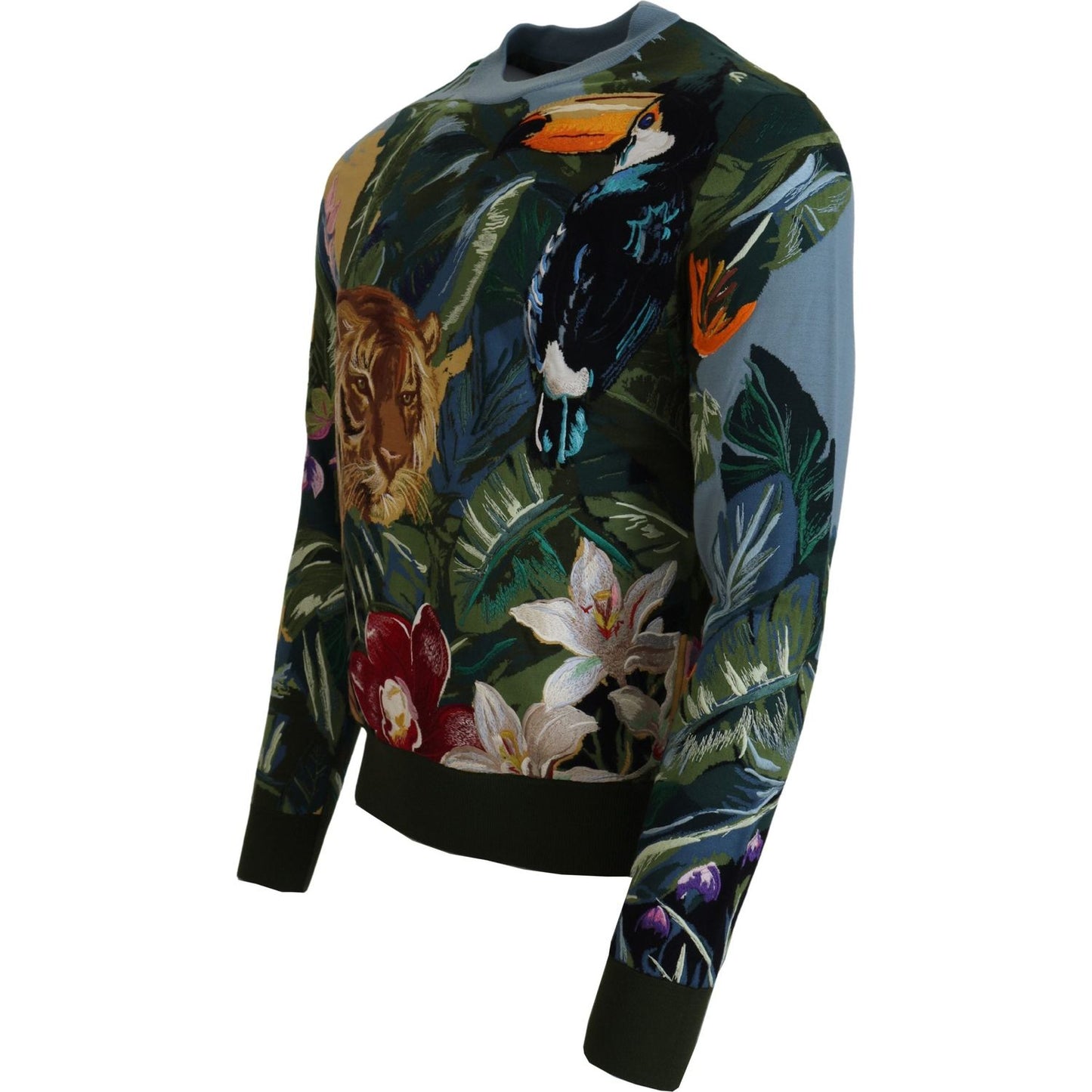 Dolce & Gabbana Jungle Embroidered Wool-Silk Sweater Dolce & Gabbana