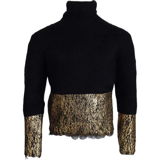 Dolce & Gabbana Black Gold Turtleneck Mohair Pullover Mens Sweater 1728,39% PA,67345645728,Black,Clothing,Dolce & Gabbana,Material: 61% Mohair,Men,Men - Clothing,New with tags,Sweaters - Clothing,Sweaters - Men - Clothing,Turtlenecks - Sweaters - Clothing