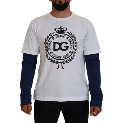 Dolce & Gabbana White Blue DG Crown Pullover Sweater 1728,67345645728,Black,Clothing,Dolce & Gabbana,IT48 | M,IT50 | M,Material: 100% Cotton,Men,Men - Clothing,New with tags,Sweaters - Clothing,Sweatshirts - Sweaters - Clothing,T-Shirts - Men - Clothing
