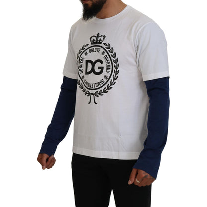 Dolce & Gabbana White Blue DG Crown Pullover Sweater 1728,67345645728,Black,Clothing,Dolce & Gabbana,IT48 | M,IT50 | M,Material: 100% Cotton,Men,Men - Clothing,New with tags,Sweaters - Clothing,Sweatshirts - Sweaters - Clothing,T-Shirts - Men - Clothing