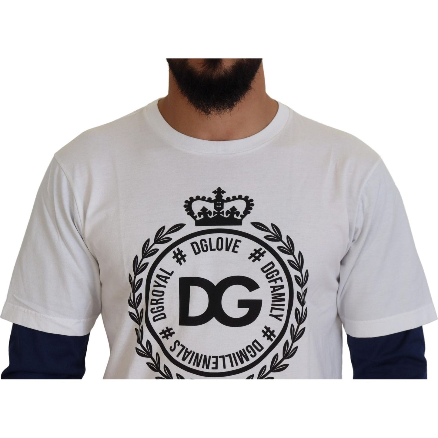 Dolce & Gabbana White Blue DG Crown Pullover Sweater 1728,67345645728,Black,Clothing,Dolce & Gabbana,IT48 | M,IT50 | M,Material: 100% Cotton,Men,Men - Clothing,New with tags,Sweaters - Clothing,Sweatshirts - Sweaters - Clothing,T-Shirts - Men - Clothing