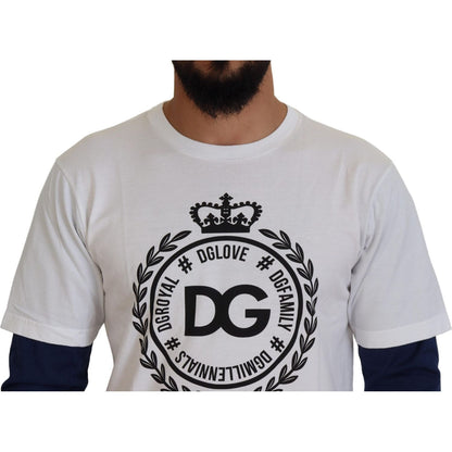 Dolce & Gabbana White Blue DG Crown Pullover Sweater 1728,67345645728,Black,Clothing,Dolce & Gabbana,IT48 | M,IT50 | M,Material: 100% Cotton,Men,Men - Clothing,New with tags,Sweaters - Clothing,Sweatshirts - Sweaters - Clothing,T-Shirts - Men - Clothing