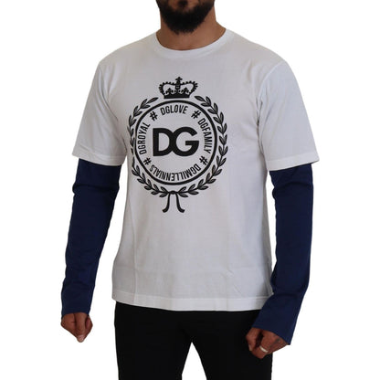 Dolce & Gabbana White Blue DG Crown Pullover Sweater 1728,67345645728,Black,Clothing,Dolce & Gabbana,IT48 | M,IT50 | M,Material: 100% Cotton,Men,Men - Clothing,New with tags,Sweaters - Clothing,Sweatshirts - Sweaters - Clothing,T-Shirts - Men - Clothing