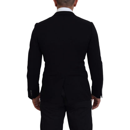 Dolce & Gabbana Black Wool Crown Slim Fit Jacket Blazer