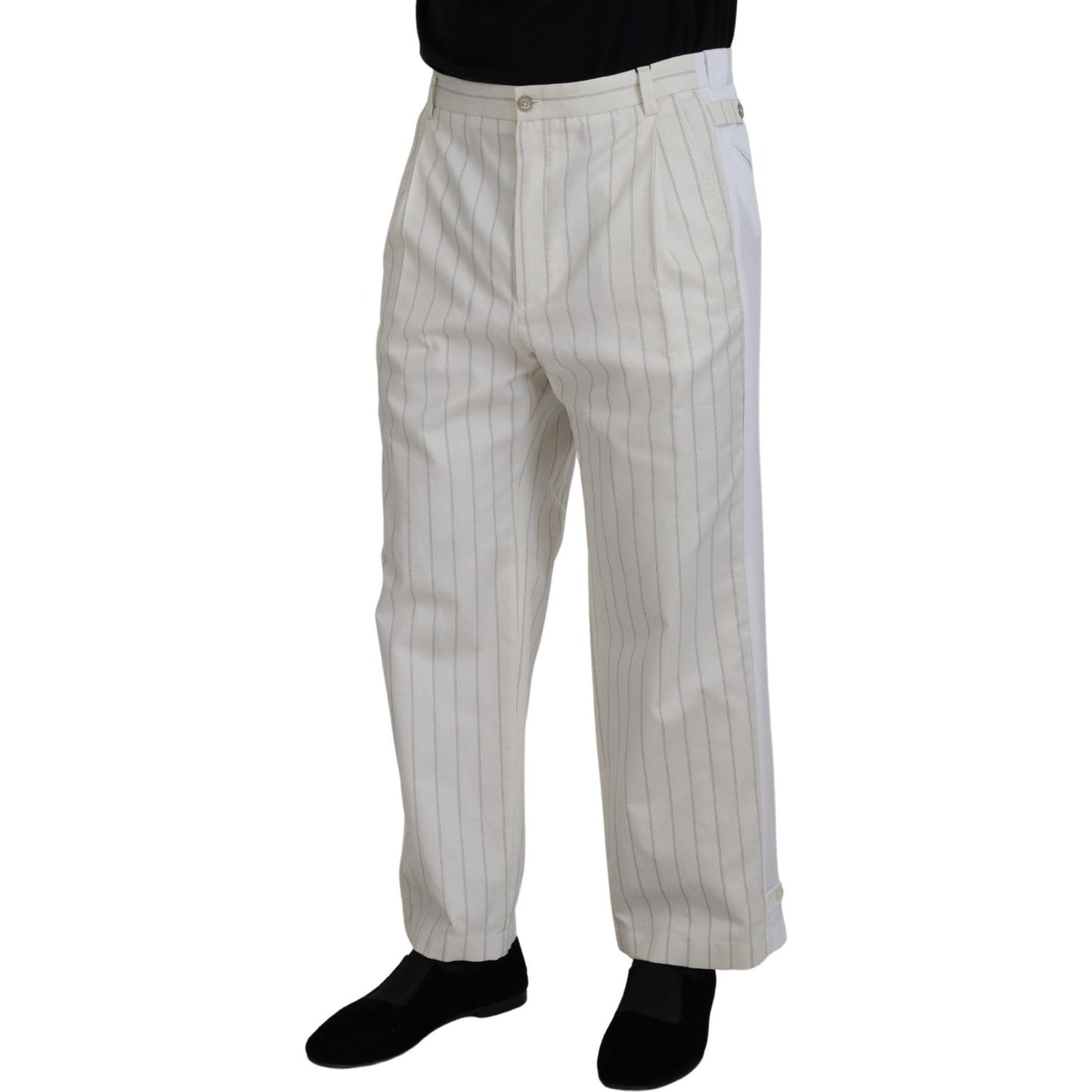 Dolce & Gabbana Elegant White Striped MainLine Trousers Dolce & Gabbana