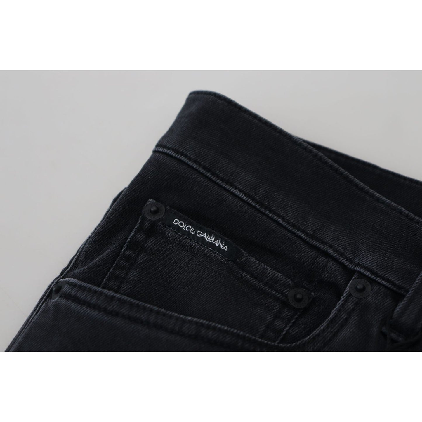 Dolce & Gabbana Sleek Black Cotton Blend Denim Pants Dolce & Gabbana