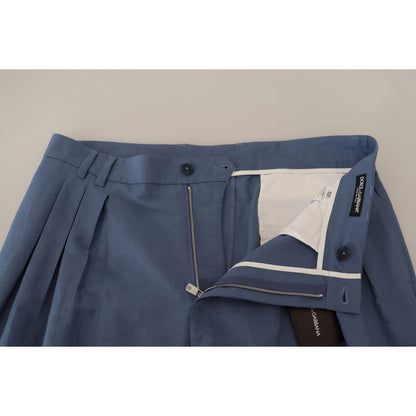 Dolce & Gabbana Blue Linen Chino Formal Pants