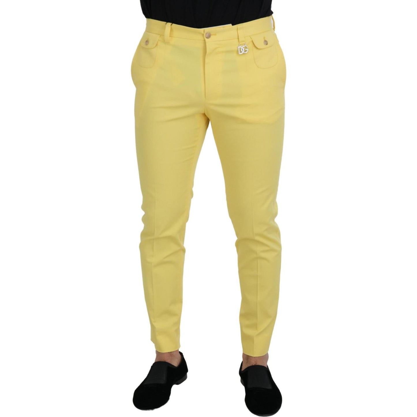 Dolce & Gabbana Sun-Kissed Yellow Cotton Trousers Dolce & Gabbana