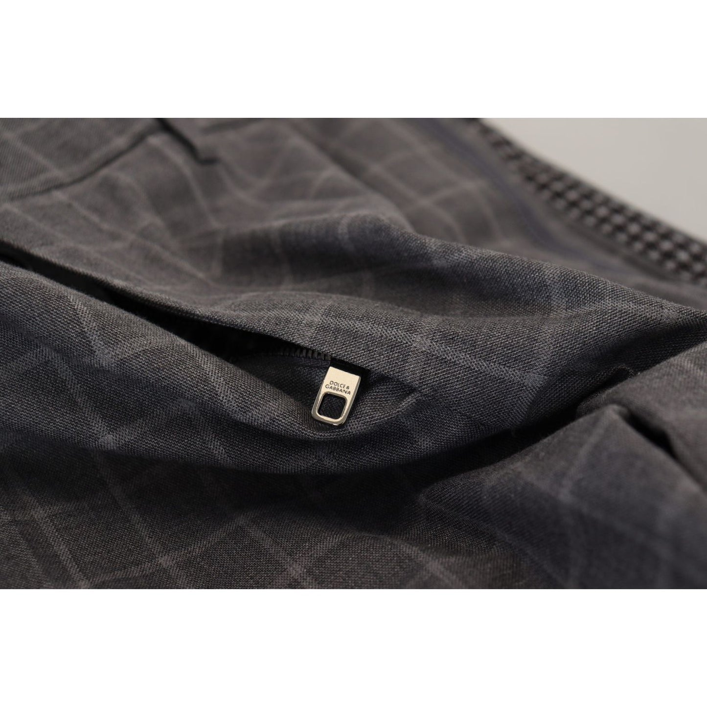 Dolce & Gabbana Grey Cotton Checkered Chino Pants