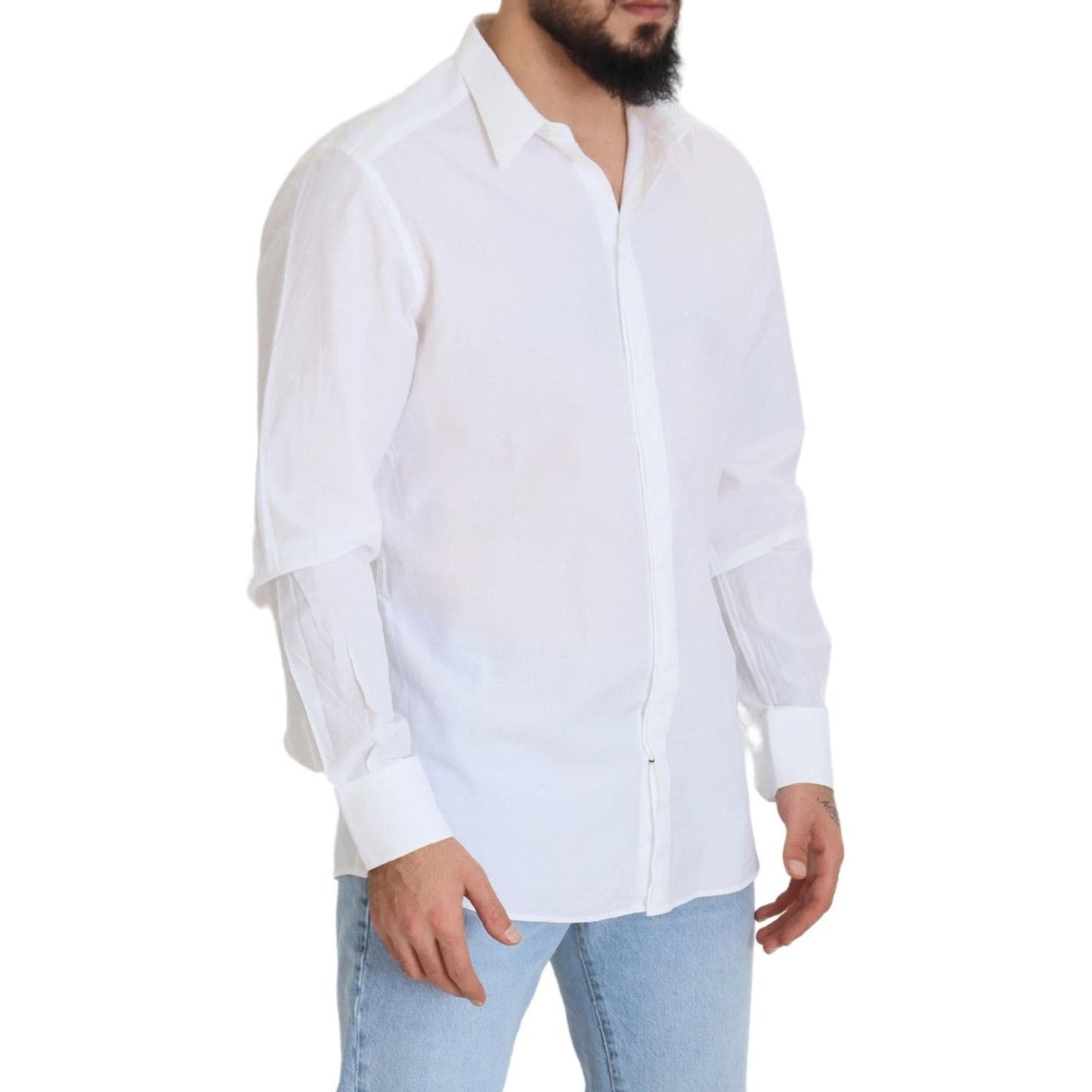 Dolce & Gabbana Elegance Reimagined White Cotton Dress Shirt Dolce & Gabbana