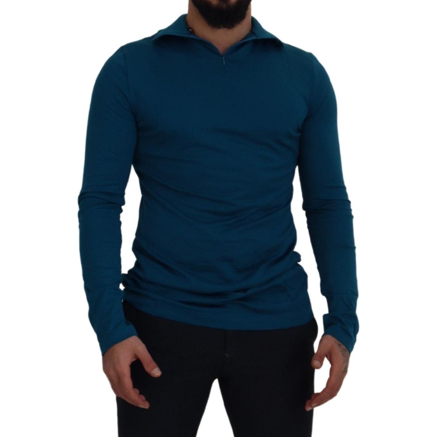 Dolce & Gabbana Elegant Blue Cotton Pullover Sweater Dolce & Gabbana