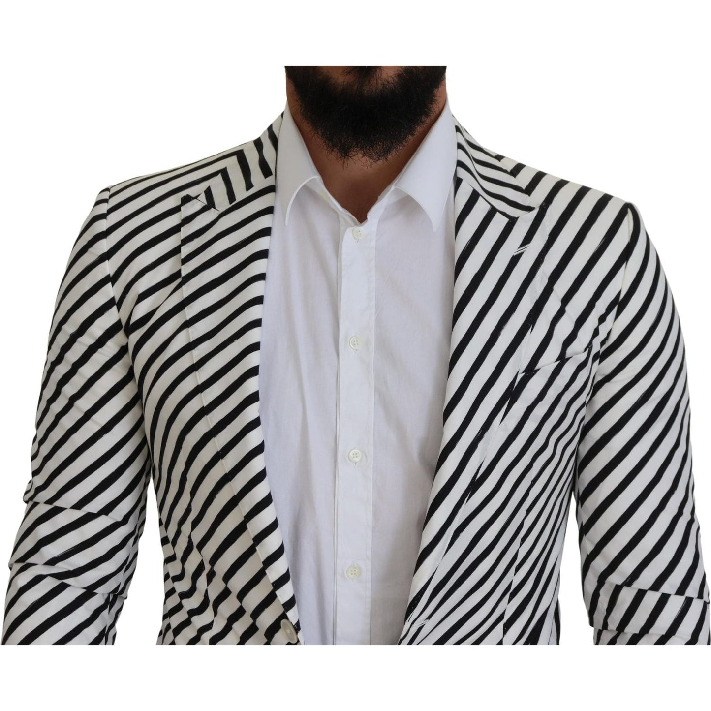 Dolce & Gabbana Elegant White Striped Single Breasted Blazer Dolce & Gabbana