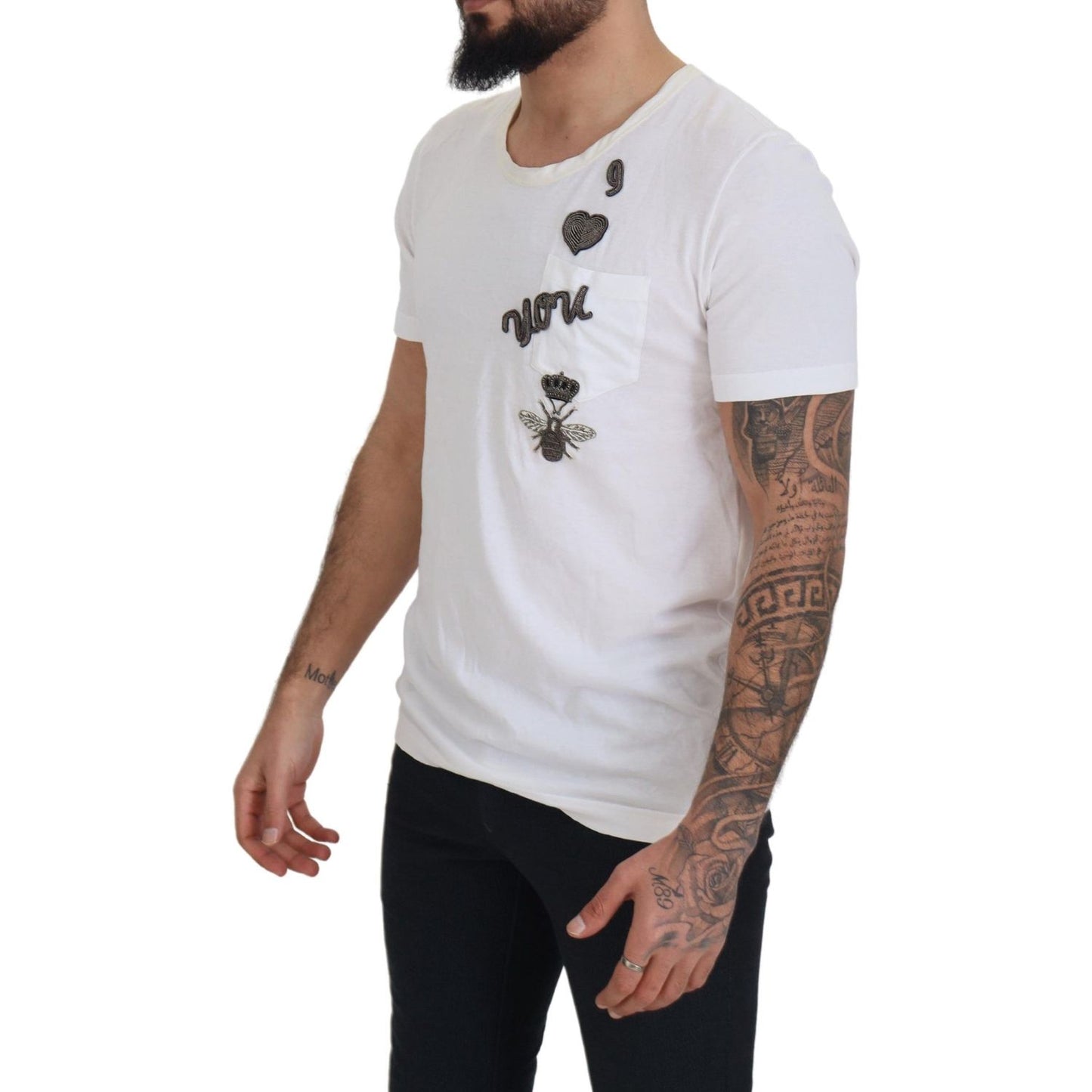 Dolce & Gabbana Elegant White Crewneck Cotton Silk Tee Dolce & Gabbana