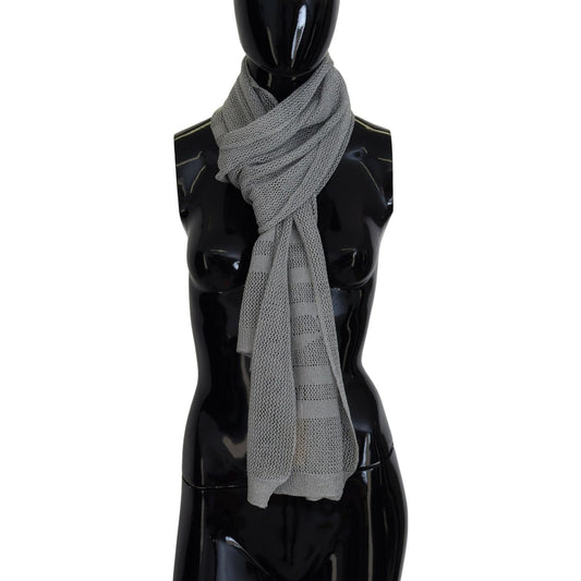 John Galliano Elegant Gray Knitted Designer Scarf John Galliano