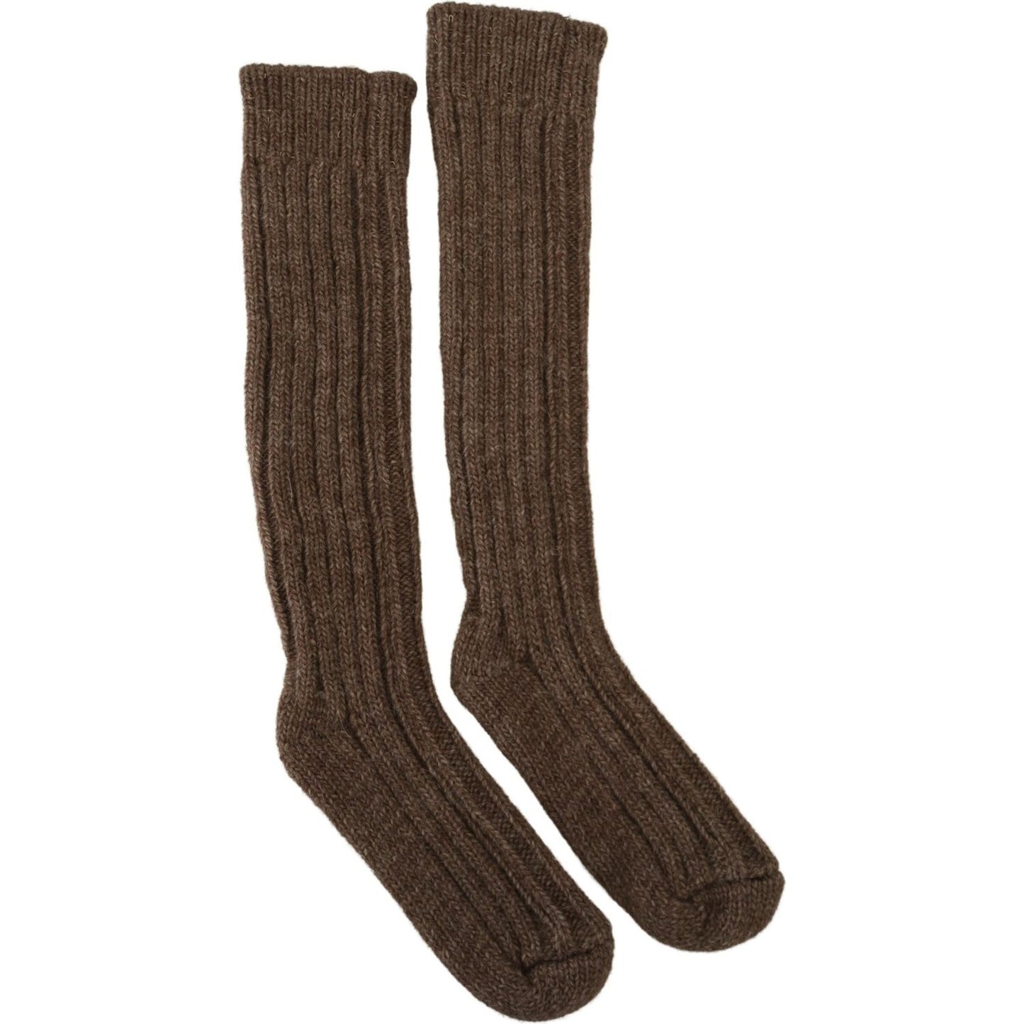 Dolce & Gabbana Brown Wool Knit Calf Long Women Socks