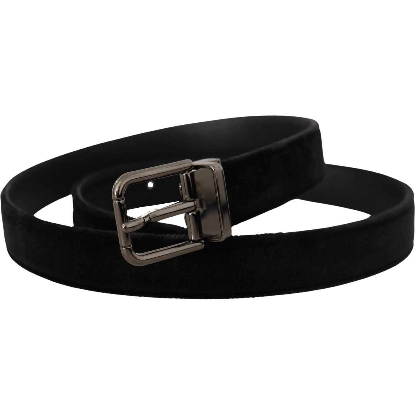 Dolce & Gabbana Elegant Black Leather Belt with Silver Tone Buckle Dolce & Gabbana